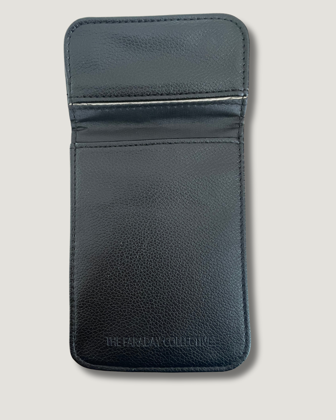 Tan Faraday pouch blocking RFID signals