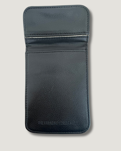 Tan Faraday pouch blocking RFID signals